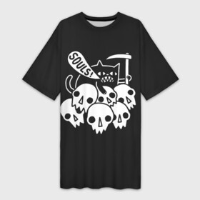 Платье-футболка 3D с принтом Кот  Жнец в Курске,  |  | apocalypse | cat | death | halloween | mountain | reaper | rider | skull | soul | апокалипсиса | белое | всадник | гора | душа | жнец | кот | кошка | хэллоуин | череп | черепа | черное
