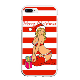 Чехол для iPhone 7Plus/8 Plus матовый с принтом Sexy Merry Christmas в Курске, Силикон | Область печати: задняя сторона чехла, без боковых панелей | Тематика изображения на принте: bikini | gift boxes | girl | happy new year | merry christmas | red cap | santa claus | snow maiden | бикини | девушка | коробки подарки | красная шапка колпак | новый год | рождество | санта клаус | снег