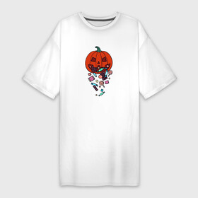 Платье-футболка хлопок с принтом Pumpkin Puke в Курске,  |  | candies | chocolate | pumpkin | конфеты | сладости | тыква | шоколад