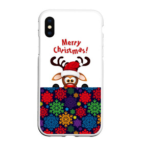 Чехол для iPhone XS Max матовый с принтом Merry Christmas (оленёнок) в Курске, Силикон | Область печати: задняя сторона чехла, без боковых панелей | christmas | merry christmas | santa claus | дед мороз | ёлка | новогодние олени | новый год | оленёнок бэмби | оленёнок рудольф | орнамент | с новым годом | сантаклаус | свитер с оленями | снегурочка | снежинки | узоры