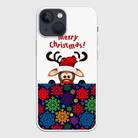 Чехол для iPhone 13 mini с принтом Merry Christmas (оленёнок) в Курске,  |  | christmas | merry christmas | santa claus | дед мороз | ёлка | новогодние олени | новый год | оленёнок бэмби | оленёнок рудольф | орнамент | с новым годом | сантаклаус | свитер с оленями | снегурочка | снежинки | узоры