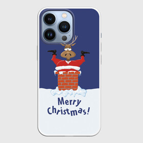 Чехол для iPhone 13 Pro с принтом Санта в трубе с Оленем в Курске,  |  | christmas | merry christmas | santa claus | дед мороз | ёлка | новогодние олени | новый год | оленёнок бэмби | оленёнок рудольф | орнамент | с новым годом | сантаклаус | свитер с оленями | снегурочка | снежинки | узоры