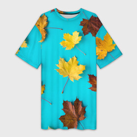 Платье-футболка 3D с принтом Кленовый листочек в Курске,  |  | красивое | листья | модное | осень | тренды