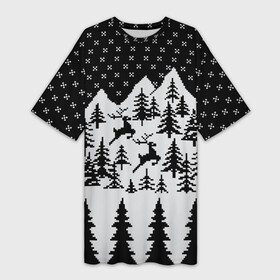 Платье-футболка 3D с принтом Северные Олени в Горах в Курске,  |  | christmas | merry christmas | santa claus | дед мороз | ёлка | новогодние олени | новый год | оленёнок бэмби | оленёнок рудольф | орнамент | с новым годом | сантаклаус | свитер с оленями | северный олень | снегурочка