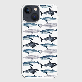 Чехол для iPhone 13 mini с принтом принт с китами в Курске,  |  | ocean | sea | киты | море | морской принт | морской фон | океан | паттерн | рыбы | текстуры