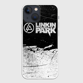 Чехол для iPhone 13 mini с принтом Линкин Парк Лого Рок ЧБ | Linkin Park Rock в Курске,  |  | album | bennington | chester | green | grunge | linkin park | mike | music | rock | shinoda | style | альбом | беннингтон | гитара | гранж | линкин парк | логотип | музыка | надпись | певец | полосы | потертости | рок | честер | шинода