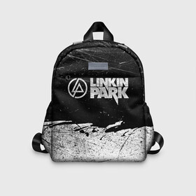 Детский рюкзак 3D с принтом Линкин Парк Лого Рок ЧБ | Linkin Park Rock в Курске, 100% полиэстер | лямки с регулируемой длиной, сверху петелька, чтобы рюкзак можно было повесить на вешалку. Основное отделение закрывается на молнию, как и внешний карман. Внутри дополнительный карман. По бокам два дополнительных кармашка | album | bennington | chester | green | grunge | linkin park | mike | music | rock | shinoda | style | альбом | беннингтон | гитара | гранж | линкин парк | логотип | музыка | надпись | певец | полосы | потертости | рок | честер | шинода