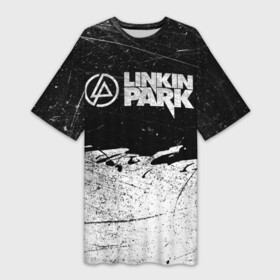 Платье-футболка 3D с принтом Линкин Парк Лого Рок ЧБ  Linkin Park Rock в Курске,  |  | album | bennington | chester | green | grunge | linkin park | mike | music | rock | shinoda | style | альбом | беннингтон | гитара | гранж | линкин парк | логотип | музыка | надпись | певец | полосы | потертости | рок | честер | шинода