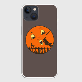 Чехол для iPhone 13 с принтом Ожившая ночь в Курске,  |  | bat | black | broom | c | cat | evening | face | fence | flight | full moon | halloween | mouse | mystic | night | sky | smile | sunrise | sunset | witch | ведьма | вечер | восход | забор | закат | кот | летучая | лицо | метла | мистика | м