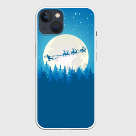 Чехол для iPhone 13 с принтом Санта с Оленями в Курске,  |  | christmas | merry christmas | santa claus | дед мороз | ёлка | зима | луна | мороз | новогодние олени | новый год | оленёнок рудольф | подарок | праздник | рождество | с новым годом | сани | санта клаус | свитер с оленями
