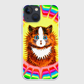 Чехол для iPhone 13 mini с принтом Psychedelic Rainbow Cat в Курске,  |  | benedict cumberbatch | louis wain | louis wains cats | psychedelic rainbow cat | the electrical life | антропоморфный | бенедикт камбербэтч | известный художник | кошачьи миры луиса уэйна | луис вэйн | луис уэйн | радуга | радужный кот