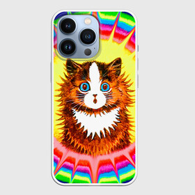 Чехол для iPhone 13 Pro с принтом Psychedelic Rainbow Cat в Курске,  |  | Тематика изображения на принте: benedict cumberbatch | louis wain | louis wains cats | psychedelic rainbow cat | the electrical life | антропоморфный | бенедикт камбербэтч | известный художник | кошачьи миры луиса уэйна | луис вэйн | луис уэйн | радуга | радужный кот