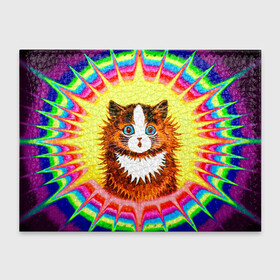Обложка для студенческого билета с принтом Psychedelic Rainbow Cat в Курске, натуральная кожа | Размер: 11*8 см; Печать на всей внешней стороне | benedict cumberbatch | louis wain | louis wains cats | psychedelic rainbow cat | the electrical life | антропоморфный | бенедикт камбербэтч | известный художник | кошачьи миры луиса уэйна | луис вэйн | луис уэйн | радуга | радужный кот