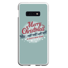 Чехол для Samsung S10E с принтом Merry Christmas (хо хо хо) в Курске, Силикон | Область печати: задняя сторона чехла, без боковых панелей | christmas | merry christmas | santa claus | дед мороз | ёлка | зима | мороз | новый год | олени | подарок | праздник | рождество | с новым годом | сани с оленями | санта клаус | снегурочка | снежинки