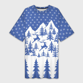 Платье-футболка 3D с принтом Горные Олени в Курске,  |  | merry christmas | алатырь | бабушкин свитер | вышиванка | горы | ёлка | зверь | зима | косули | лось | новый год | обережная вышивка | олень | орнамент | подарок | рождество | русская рубашка | свитер