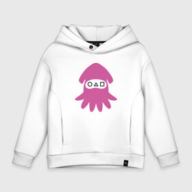 Детское худи Oversize хлопок с принтом Squid Pink в Курске, френч-терри — 70% хлопок, 30% полиэстер. Мягкий теплый начес внутри —100% хлопок | боковые карманы, эластичные манжеты и нижняя кромка, капюшон на магнитной кнопке | Тематика изображения на принте: 001 | 067 | 101 | 199 | 212 | 456 | game | korea | mask | netflix | ojingeo geim | squid game | деньги | игра | игра в кальмара | кальмар | кино | кореец | корея | криминал | кровь | маска | нетфликс | сериал | триллер