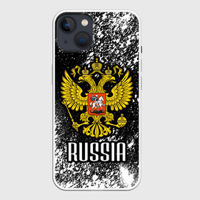 Чехол для iPhone 13 с принтом Russia в Курске,  |  | art | background | football | hockey | paint | russia | russian national team | sport | spray | texture | арт | герб | двуглавый орел | краска | россия | сборная россии | спорт | спрей | текстура | фон | футбол | хоккей