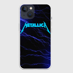 Чехол для iPhone 13 с принтом METALLICA BLUE FLASH | МЕТАЛЛИКА СИНИЕ МОЛНИИ в Курске,  |  | flash | metallica | rock | джеймс хэтфилд | джейсон ньюстед | дэйв мастейн | кирк хэмметт | клифф бёртон | ларс ульрих | металлика | молнии | музыка | роберт трухильо | рок