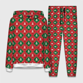 Женский костюм 3D (с толстовкой) с принтом Ёлочки (красно зелёные) в Курске,  |  | merry christmas | бабушкин свитер | дед мороз | ёлка | елочные шары | новогодний подарок | новый год | подарок | природа | рождество | свитер | свитер с ёлками | снежинки