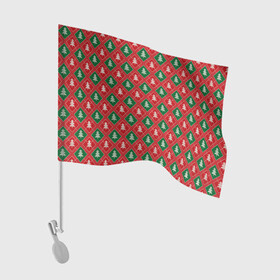Флаг для автомобиля с принтом Ёлочки (красно зелёные) в Курске, 100% полиэстер | Размер: 30*21 см | merry christmas | бабушкин свитер | дед мороз | ёлка | елочные шары | новогодний подарок | новый год | подарок | природа | рождество | свитер | свитер с ёлками | снежинки
