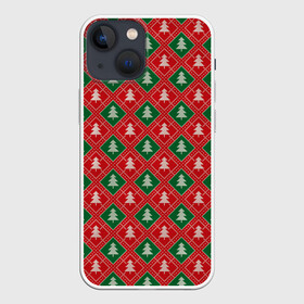 Чехол для iPhone 13 mini с принтом Ёлочки (красно зелёные) в Курске,  |  | merry christmas | бабушкин свитер | дед мороз | ёлка | елочные шары | новогодний подарок | новый год | подарок | природа | рождество | свитер | свитер с ёлками | снежинки