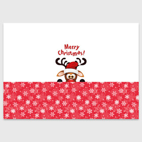 Поздравительная открытка с принтом Оленёнок (Merry Christmas) в Курске, 100% бумага | плотность бумаги 280 г/м2, матовая, на обратной стороне линовка и место для марки
 | Тематика изображения на принте: merry christmas | santa claus | дед мороз | ёлка | зверь | зима | лось | мороз | новогодние олени | новый год | оленёнок бэмби | оленёнок рудольф | олень | подарок | празд | рождество | с новым годом | сантаклаус