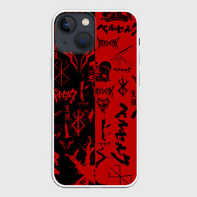 Чехол для iPhone 13 mini с принтом BERSERK BLACK RED | БЕРСЕРК ПАТТЕРН в Курске,  |  | Тематика изображения на принте: anime | anime berserk | berserk | knight | manga | аниме | аниме берсерк | берсерк | гатс | клеймо | манга | рыцарь | япония