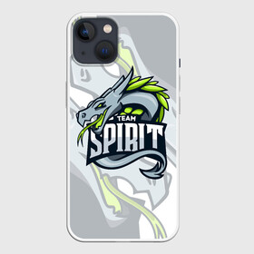 Чехол для iPhone 13 с принтом TEAM SPIRIT DRAGON WHITE в Курске,  |  | Тематика изображения на принте: collapse | cs go | cyber | cybersport | dota 2 | dragon | hearthstone | miposhka | mira | russia | spirit | spirited | team spirit | the international | torontotokyo | ts | yatoro | дракон | кибер | киберспорт | киберспортсмен | кс го | россия |