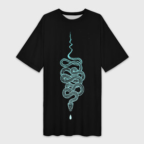 Платье-футболка 3D с принтом вьющаяся змея в Курске,  |  | animal | blue | curly | dangerous | deadly | ghostly | phobia | reptile | snake | вьющаяся | голубая | животное | змея | опаснавя | призрачная | фобия