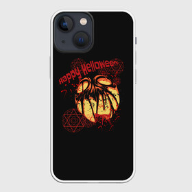 Чехол для iPhone 13 mini с принтом happy Halloween в Курске,  |  | blood | bloody | evil | halloween | happy | monster | pumpkin | spiteful | spray | брызги | веселого | зло | злобный | кровавая | кровавый | кровь | монстр | тыква | хэллоуин | хэллоуина
