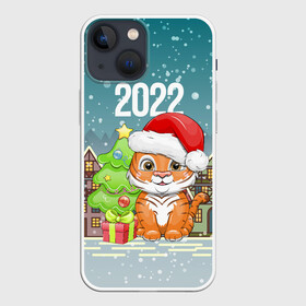 Чехол для iPhone 13 mini с принтом Тигренок с елочкой в Курске,  |  | 2022 | год тигра | новый год | новый год 2022 | символ года | тигр | тигренок | тигрица | тигры