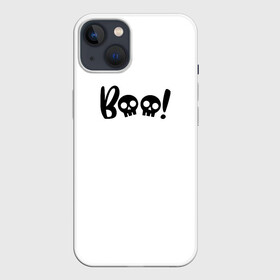 Чехол для iPhone 13 с принтом boo череп в Курске,  |  | bo | boo | fear | fright | halloween | inscription | scull | skulls | бу | буу | испуг | надпись | хэллоуин | череп | черепа