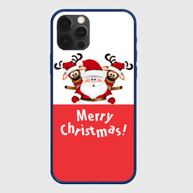 Чехол для iPhone 12 Pro Max с принтом Санта с 2 Оленями в Курске, Силикон |  | christmas | merry christmas | santa claus | дед мороз | ёлка | зима | мороз | новогодние олени | новый год | оленёнок бэмби | оленёнок рудольф | подарок | праздник | рождество | с новым годом | санта клаус