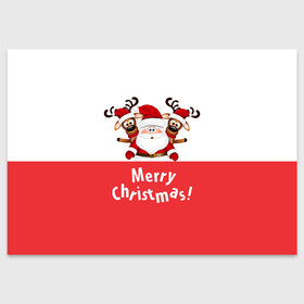 Поздравительная открытка с принтом Санта с 2 Оленями в Курске, 100% бумага | плотность бумаги 280 г/м2, матовая, на обратной стороне линовка и место для марки
 | Тематика изображения на принте: christmas | merry christmas | santa claus | дед мороз | ёлка | зима | мороз | новогодние олени | новый год | оленёнок бэмби | оленёнок рудольф | подарок | праздник | рождество | с новым годом | санта клаус