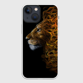 Чехол для iPhone 13 mini с принтом ПЛАМЕННЫЙ ЛЕВ в Курске,  |  | fire | flame | king | lion | вожак | голова | животные | звери | кошки | лев | огонь | пламя | царь