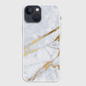 Чехол для iPhone 13 mini с принтом Золото на белом в Курске,  |  | абстракция | геометрия | золото | линии | мрамор