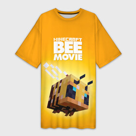 Платье-футболка 3D с принтом BEE MOVIE Minecraft в Курске,  |  | bee | craft | mine | minecraft | блоки | добывать | желтая | компьютерная игра | крафт | кубики | майн | майнкрафт | манкрафт | пчела | пчелка | ремесло | скин | улей | шахта