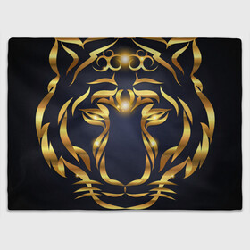 Плед 3D с принтом Золотой символ года Тигр в Курске, 100% полиэстер | закругленные углы, все края обработаны. Ткань не мнется и не растягивается | в чем встречать новый год | золотой узор | идея подарка на новый год | подарок на новый год | символ нового года | тигр золотой | тигр символ года 2022 | узоры из золота