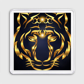 Магнит 55*55 с принтом Золотой символ года Тигр в Курске, Пластик | Размер: 65*65 мм; Размер печати: 55*55 мм | в чем встречать новый год | золотой узор | идея подарка на новый год | подарок на новый год | символ нового года | тигр золотой | тигр символ года 2022 | узоры из золота
