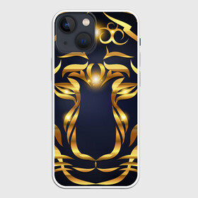 Чехол для iPhone 13 mini с принтом Золотой символ года Тигр в Курске,  |  | в чем встречать новый год | золотой узор | идея подарка на новый год | подарок на новый год | символ нового года | тигр золотой | тигр символ года 2022 | узоры из золота