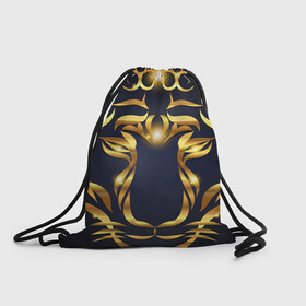 Рюкзак-мешок 3D с принтом Золотой символ года Тигр в Курске, 100% полиэстер | плотность ткани — 200 г/м2, размер — 35 х 45 см; лямки — толстые шнурки, застежка на шнуровке, без карманов и подкладки | в чем встречать новый год | золотой узор | идея подарка на новый год | подарок на новый год | символ нового года | тигр золотой | тигр символ года 2022 | узоры из золота