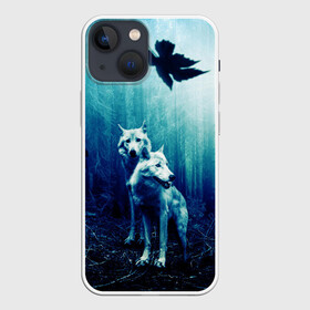 Чехол для iPhone 13 mini с принтом ЛЕС, ВОЛКИ И ТУМАН в Курске,  |  | волк | деревья | лес | осень | природа | туман