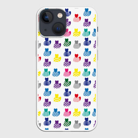 Чехол для iPhone 13 mini с принтом Узор из котов в Курске,  |  | животные | кот | кошка | орнамент | разноцветный | символ | узор | цветной | яркий