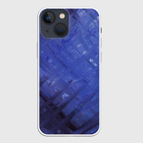 Чехол для iPhone 13 mini с принтом Синие акварельные мазки в Курске,  |  | акварель | арт | краски | мазки | мазки красок | рисунок | рисунок акварелью | рисунок красками
