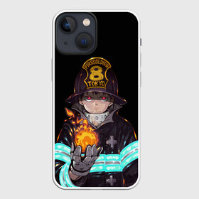 Чехол для iPhone 13 mini с принтом Кусакабэ Синра Пламенная бригада в Курске,  |  | fire force | кусакабэ синра | пламенный отряд | пожарный | токио