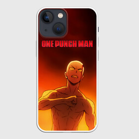 Чехол для iPhone 13 mini с принтом Сайтама в огне One Punch Man в Курске,  |  | hagemanto | one punch man | one punchman | onepunchman | saitama | sensei | аниме | ван панч мен | ванпанчмен | лысый плащ | манга | сайтама | сильнейший человек | учитель | человек одинудар | человек одного удара