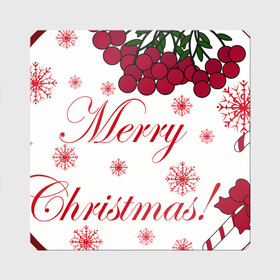 Магнит виниловый Квадрат с принтом Мэри кристмас в Курске, полимерный материал с магнитным слоем | размер 9*9 см, закругленные углы | merry christmas | зима | мэри кристмас | надпись | новый год | подарок | поздравление | праздник | рождественский леденец | рождество | рябина | снег | снежинки
