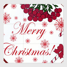 Магнитный плакат 3Х3 с принтом Мэри кристмас в Курске, Полимерный материал с магнитным слоем | 9 деталей размером 9*9 см | Тематика изображения на принте: merry christmas | зима | мэри кристмас | надпись | новый год | подарок | поздравление | праздник | рождественский леденец | рождество | рябина | снег | снежинки