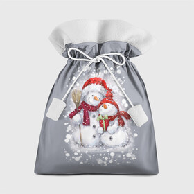 Подарочный 3D мешок с принтом Два снеговика в Курске, 100% полиэстер | Размер: 29*39 см | Тематика изображения на принте: 2022 | год тигра | новогодний подарок | новый год | подарок на новый год | снег | снеговик | снеговики