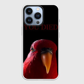 Чехол для iPhone 13 Pro с принтом Красный попугай | Red parrot в Курске,  |  | 3 | bird | dark | gumi | hideaki utsumi | meme | parrot | red | souls | tiktok | wue | wuewuewue | вуе | дарк | красная | красный | мем | попугай | птица | соулс | тикоток | япония